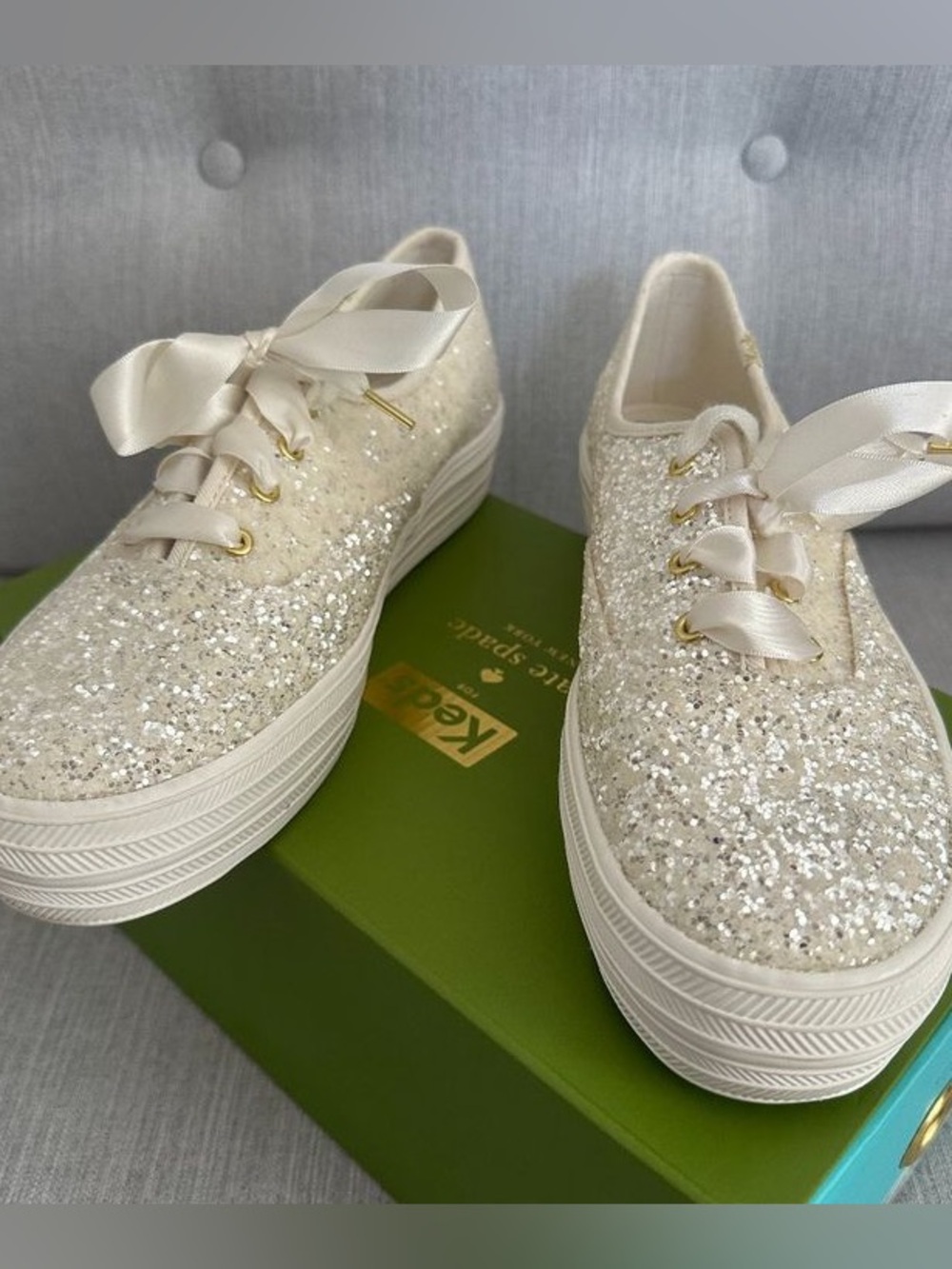 Keds X Kate Spade New York Triple Glitter Sneakers. Size 40